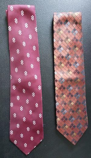 2 Herren Krawatten - Dunkelrot & Bronze Orange