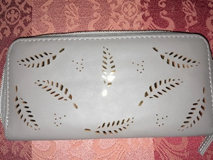 Neue braune Geldbörse -beutel kleine Clutch, Glattleder, Golddeko