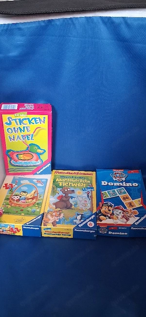 3er-Set Kinderspiele: Sticken ohne Nadel, Domino, SuchspielIch verkaufe hier ein tolles, abwechslung