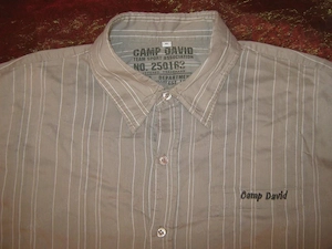 NEU Sportiv Business Freizeit Streifen Kurzarm Hemd Camp David Original Gr. 43- 44  XL cremé- beige