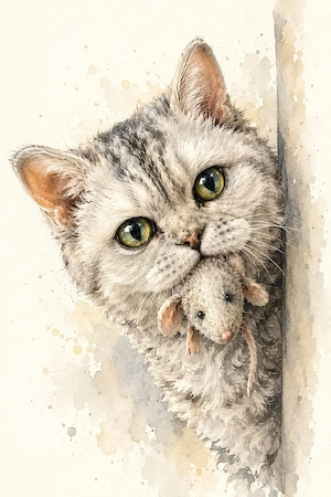 Hübsche Selkirk Rex Katzendame