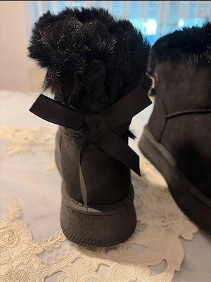 Schwarze Damen Plateau-Stiefeletten mit Kunstfell