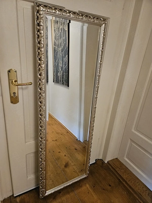 Großer, silberner Wandspiegel Spiegel 55 x 156 cm Silber Rahmen Facettenschliff TOP! 