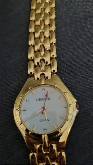 Geneves Quartz Armbanduhr in Gold, Elegante Damenuhr   Herrenuhr, Guter Zustand