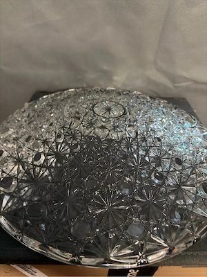 Vintage Kristallglas Schale   Großer Glasteller mit edlem Sternenschliff, Top
