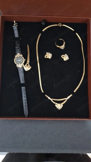 Elegantes Damen Schmuck Set Gold mit Uhr, Kette, Ring & Ohrringen in Box, Geschenk