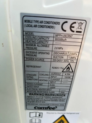 Comfee Mobiles Klimagerät MPPH-09CRN7, 3-in-1 Klimaanlage mit Abluftschlauch Bild 4