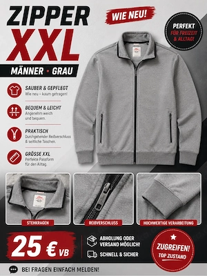 s.Oliver Zipper XXL Herren Grau   Wie Neu