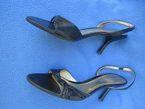 Leder High Heels Stilettos Slingbacks Riemchen Sandaletten Sandalen Schuhe Daniel Hechter schwarz