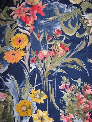 NEU Original VINTAGE Karibik Blumen Blüten Flower Bluse Avance Creation 40-42 M royal blau bunt