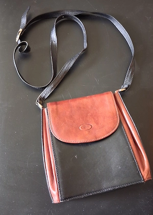 Leder-Umhängetasche, Kastanienbraun,