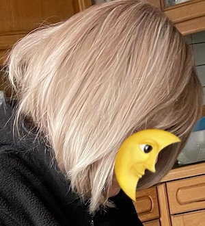 Hochwertige Echthaar Perücke Bob Longbob grau dunkelblond
