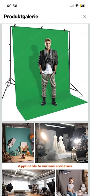 backdrop Fotohintergrund Ständer mit WEISSEM Stoff, 2x2M verstellbar