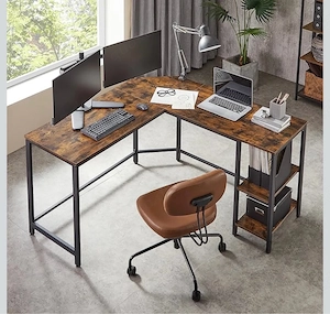 Schreibtisch Braun Schwarz 138x138x76cm Eck L-Form