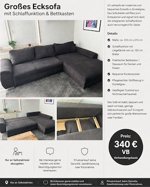 Ecksofa mit Schlaffunktion. 