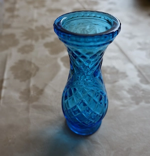 Vintage - Vase, Glas-Vase, blau, H ca. 12 cm