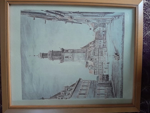 Conrad Scherzer 1940: Unterer Markt mit Rathaus und Stadtkirche in Lauf an der Pegnitz