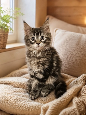 Main Coon Kitten weiblich black tabby - abgabebereit