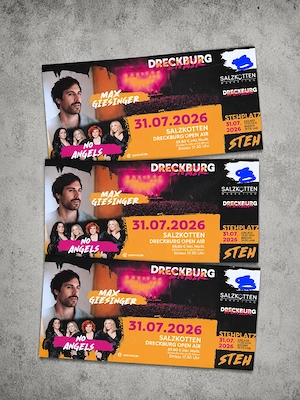 3 x Ticket für Max Giesinger & No Angels an der Dreckburg in Salzkotten am 31.07.2026.