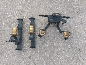Antikes Wandlampenset aus Schmiedeeisen
