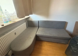 Ecksofa mit Schlaffunktion & Bettkasten   Grau
