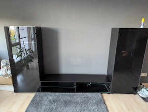 Wohnwand Schwarz Hochglanz mit LED-Beleuchtung