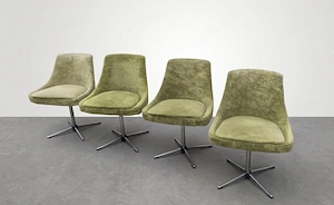 Vintage Esszimmer Stühle samtgrün   moosgrün   olive