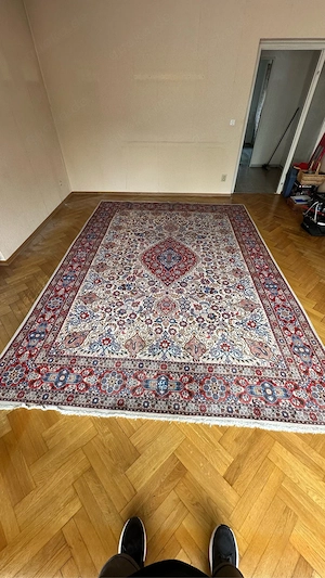 Handgeknüpfter Orientteppich im Kashan-Design   350   250 cm   Wolle Bild 5