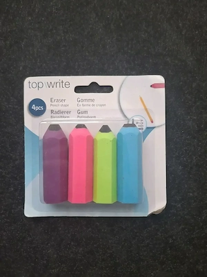 topwrite Radierer Set 4 Stück Bleistiftform bunt