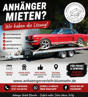 Anhängerverleih Blumöhr Birstein - Anhänger Trailer Autotransporter Mieten Leihen