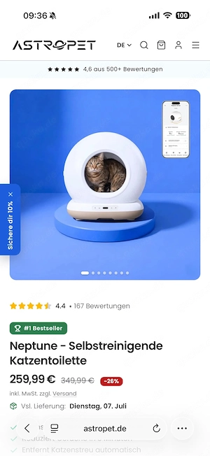 Neu und unbenutzt Astro Pet Selbstreinigende toilette Neptune 
