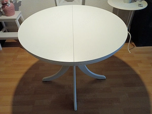 Esstisch rund ausziebar weiss 90 bis130 cm