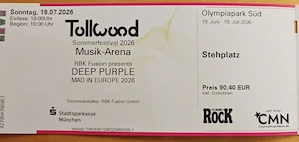 3 Tickets für das ausverkaufte Deep Purple Konzert in München am 19.07.2026