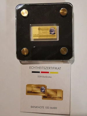 Goldbarren Banknote "100 DDR-Mark" 1 500 oz 999er Feingold mit Zertifikat