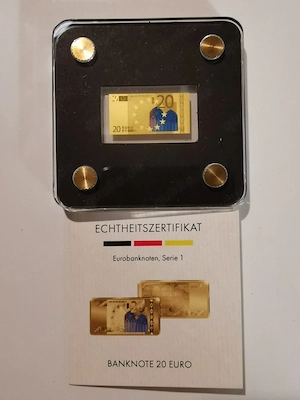 Goldbarren Banknote "20 EURO" 1 500 oz 999er Feingold mit Zertifikat