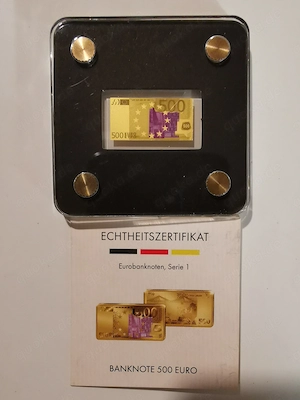 Goldbarren Banknote "500 EURO" 1 500 oz 999er Feingold mit Zertifikat