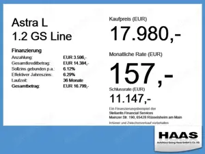 Opel Astra L 1.2 GS Line Carplay, Sitzheizung uvm