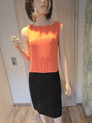 Etuikleid Color-Block orange-schwarz Gr.38