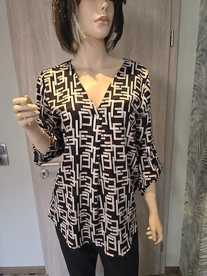 Italienische Tunika Bluse Gr. XL(38) Geometrisches Muster Made in Italy 