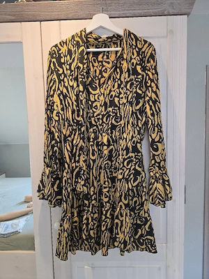Kurzes Kleid Gelb Schwarz Abstract Print Gr. 38