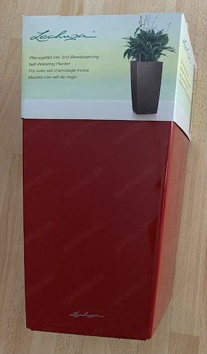 Lechuza Cubico 22, Scarlet rot Hochglanz, Neu, Al in one Set, Pflanzgefäß
