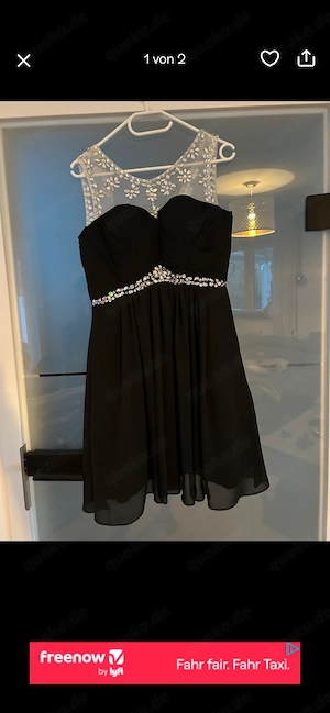 Schwarzes Kleid, Chiffonkleid, Partykleid mit Kristallperlen