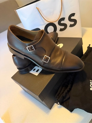 BOSS Monkstrap Lederschuhe Braun   Made in Italy GR.43