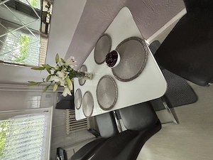 Esszimmer Tisch 4 Stühle echte Leder Neuwertig 