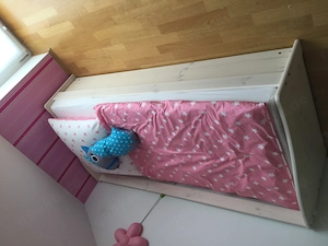 Kinderbett; Holz; weiß lasiert