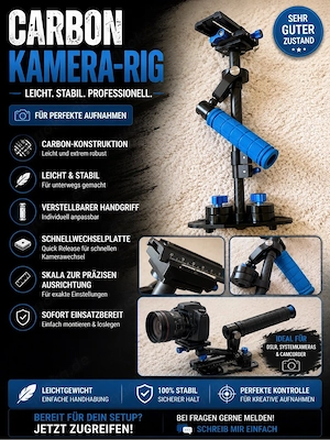 Carbon Kamera-Rig   Leicht & Stabil | Mit Handgriff & Quick Release
