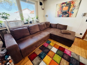 Eckcouch   Ecksofa mit Doppelbettfunktion Dauerschläfer 