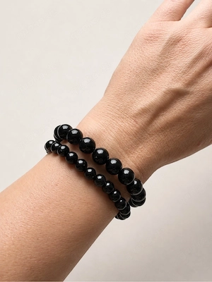 Turmalin Armbänder   Schwarzer Turmalin   6 mm & 8 mm Perlen   Set
