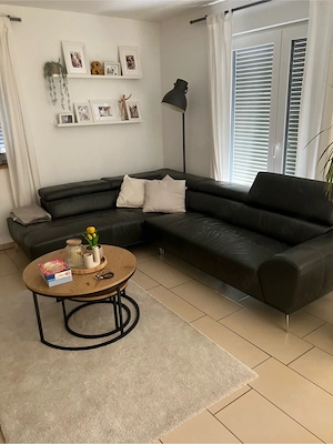 Echtleder Sofa, grau 