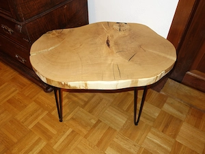 Beistelltisch Couchtisch Eiche 75 cm, einzigartig mit 2 Kernen, Nr. 2230